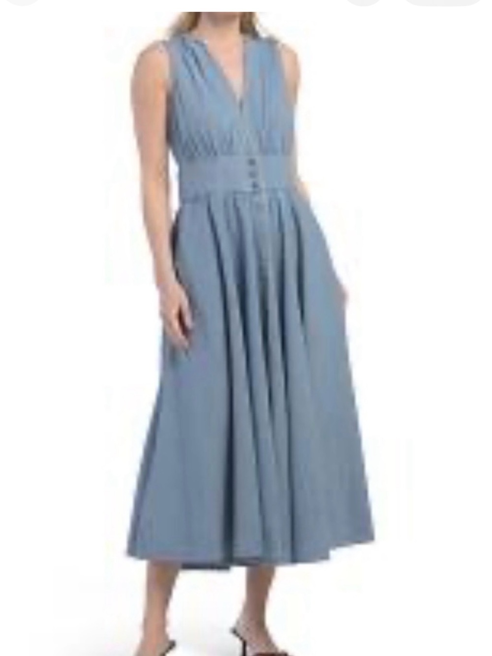 NWT Kobi Halperin Ella Denim Midi Dress M Light Indigo Fit & Flair